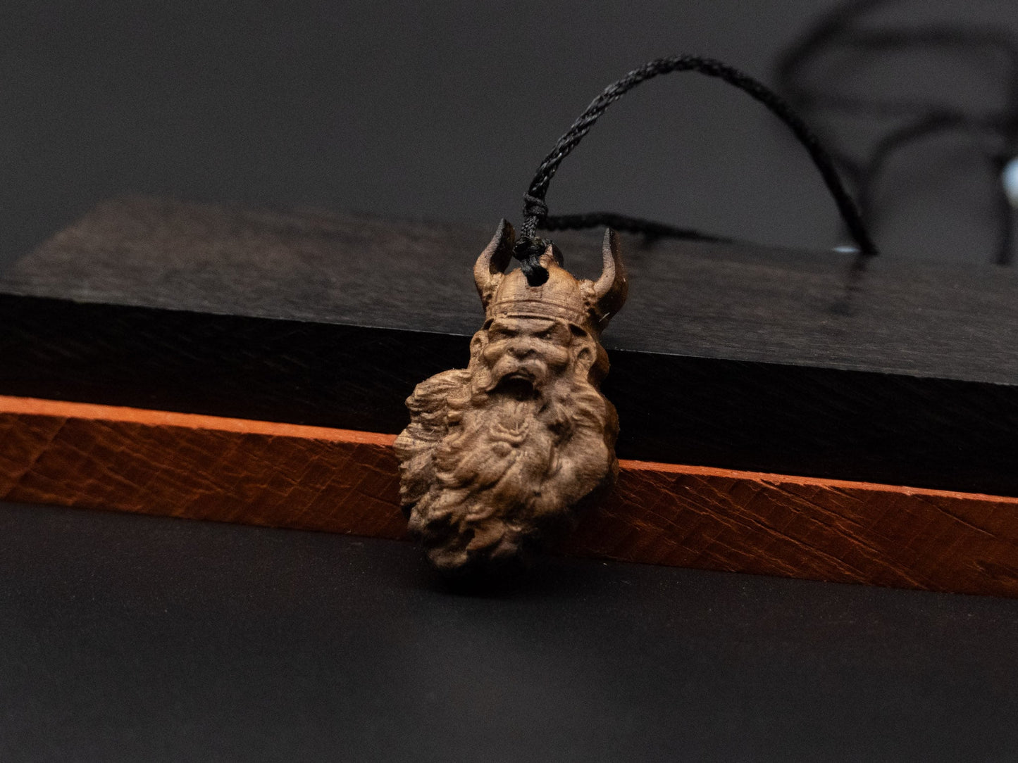 Viking head pendant,wood pendant,Unique Wooden Viking head Carved Pendant Necklace , Perfect for Boyfriend, Dad, Husband Gift