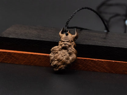 Viking head pendant,wood pendant,Unique Wooden Viking head Carved Pendant Necklace , Perfect for Boyfriend, Dad, Husband Gift