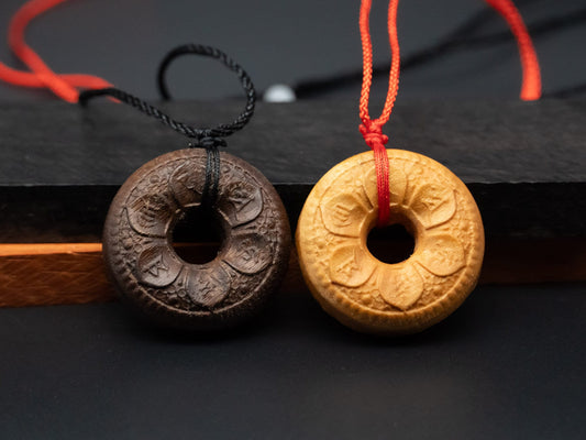 tibet buddhism,buddhism pendant,wood carving,wood pendant,carve wooden pendant,Symbolizing reincarnation and the cycle of life.