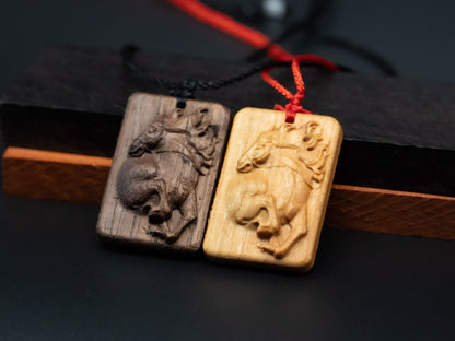 Horse pendant,wood pendant,horse necklace,wood carving,carve pendant,carve wooden pendant,symbolized strength, vitality,courage and freedom