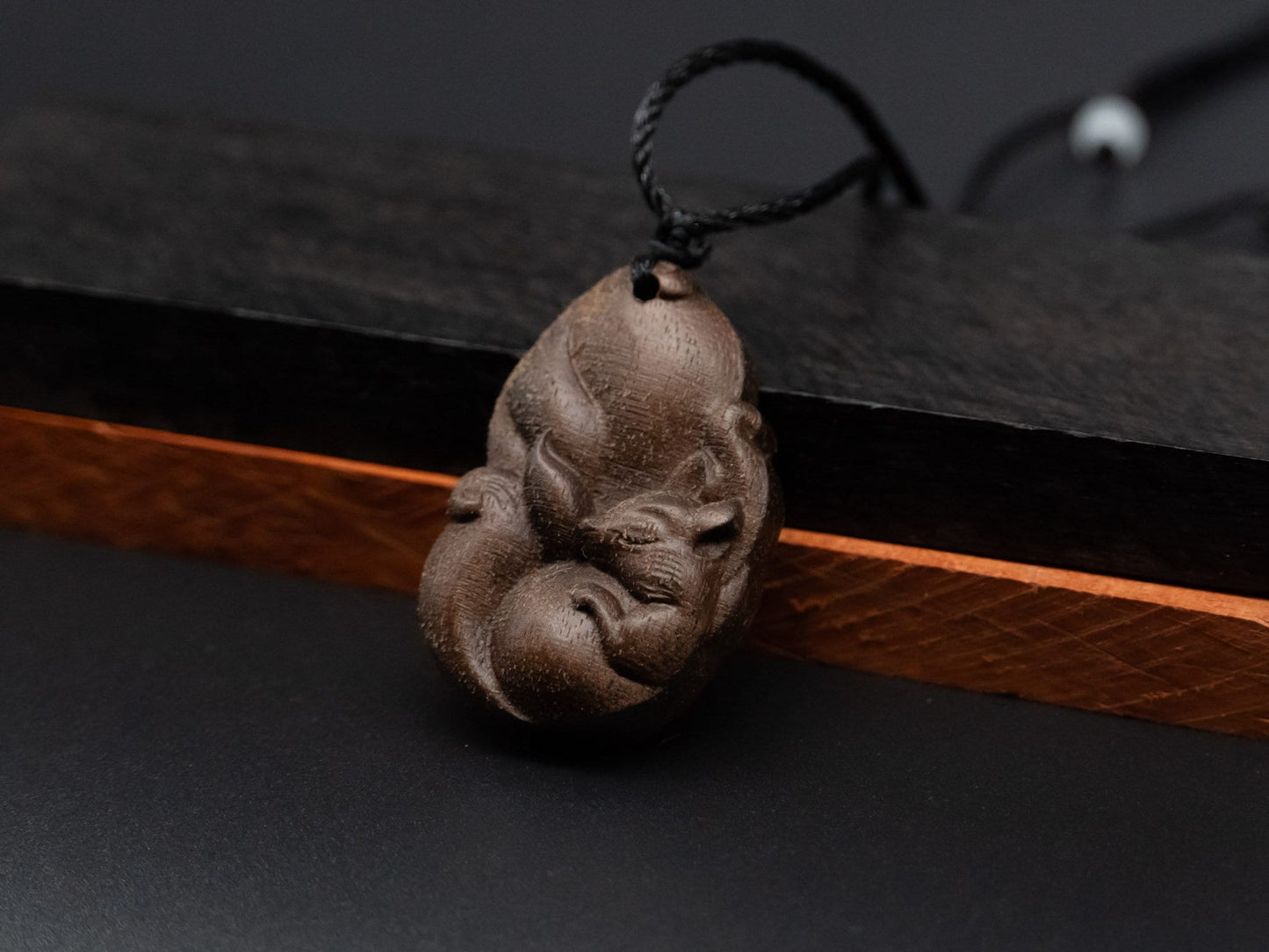 wood pendant, fox pendant,fox necklace,autumn fox,animal necklace,wood carving,carve pendant,carve wood,meaning perfect love