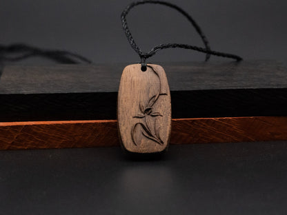 wood pendant,carve flower pendant,flower necklace gift for her,carve wood necklace,means Beauty and Elegance