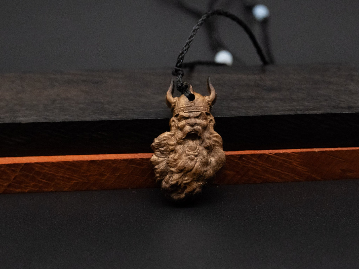 Viking head pendant,wood pendant,Unique Wooden Viking head Carved Pendant Necklace , Perfect for Boyfriend, Dad, Husband Gift