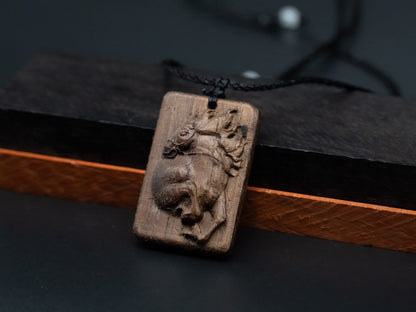 Horse pendant,wood pendant,horse necklace,wood carving,carve pendant,carve wooden pendant,symbolized strength, vitality,courage and freedom