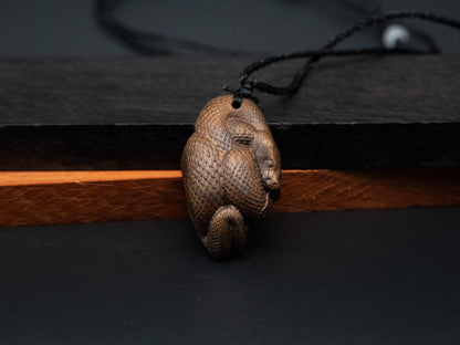 snake necklace,wood snake pendant,wood carving,carve snake pendant,carve wooden pendant,year of snake,symbolize Transformation and Rebirth