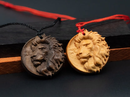 Lion head pendant,wood carving,Lion head relief,Lion head necklace,carve wooden pendant,carve pendant,carve wood