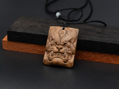 wood pendant,wooden monster,wooden monster pendant,monster circle,wood carving,carve pendant,carve monster pendant,carve wooden pendant