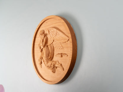 Angel and Child Relief，Wooden Wall Art ,wood carving,home decor,sulpture relief,relief art,Relief Sculpture