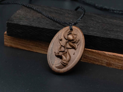 Hand pendant,Buddhism pendant,Lotus wood pendant,engraved necklace,carve lotus pendant,wood necklace, symbolizes rebirth and purity