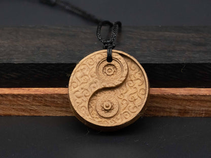 Tai Chi pendant,yin yang necklace,Taoism,Taiqi symbol,wood carving,carve pendant,carve wood,carve wooden pendant