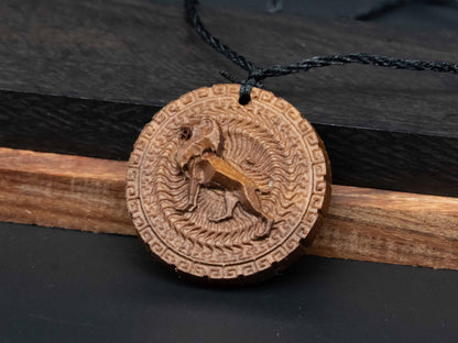 Geometric Lion Pendant , wood carving,Carved Wooden Necklace in Black Walnut or Cherry Wood, Unique Gift for Him, Boyfriend or Nature Lover