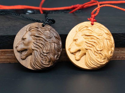 Lion head pendant,wood carving,Lion head relief,Lion head necklace,carve wooden pendant,carve pendant,carve wood,black walnut,cherry wood