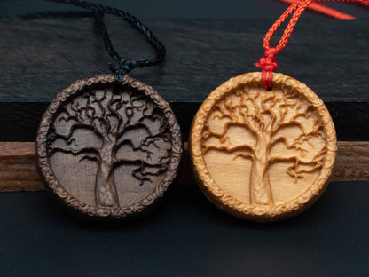 Tree of Life Necklace , Wooden Pendant in Black Walnut or Cherry Wood ,Symbolic Jewelry Gift for Nature Lovers & Meaningful Connections