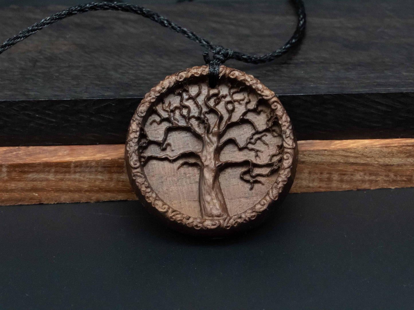 Tree of Life Necklace , Wooden Pendant in Black Walnut or Cherry Wood ,Symbolic Jewelry Gift for Nature Lovers & Meaningful Connections