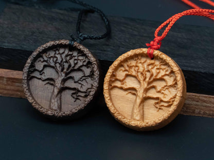 Tree of Life Necklace , Wooden Pendant in Black Walnut or Cherry Wood ,Symbolic Jewelry Gift for Nature Lovers & Meaningful Connections