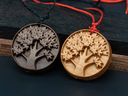 Tree of Life Necklace ,Intricate Wood Carving in Black Walnut or Cherry,Meaningful Jewelry Gift for Nature Lovers & Personal Growth