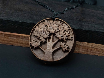 Tree of Life Necklace ,Intricate Wood Carving in Black Walnut or Cherry,Meaningful Jewelry Gift for Nature Lovers & Personal Growth