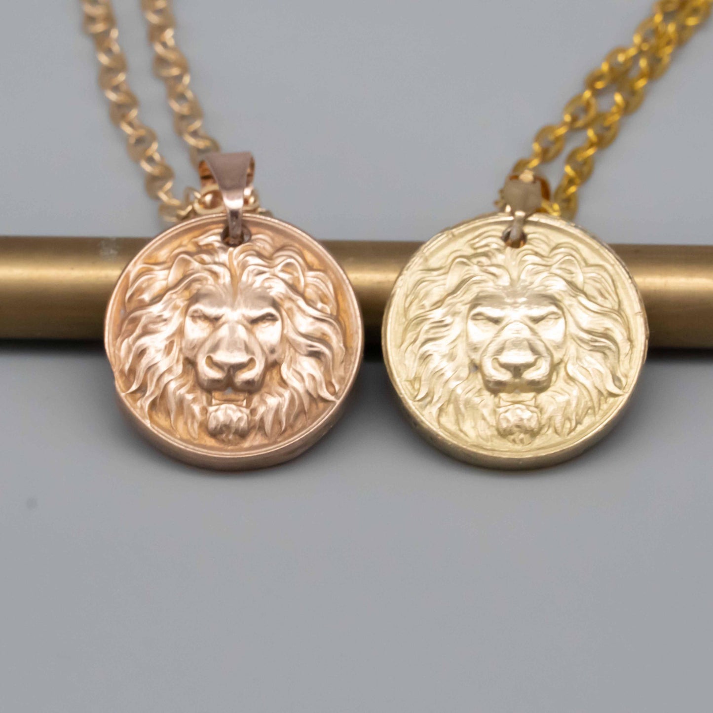 Antique Bronze Lion Head Pendant Necklace ,Vintage Brass Lion Head Relief Jewelry, Perfect Gift for Him, Boyfriend