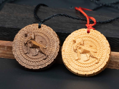 Geometric Lion Pendant , wood carving,Carved Wooden Necklace in Black Walnut or Cherry Wood, Unique Gift for Him, Boyfriend or Nature Lover