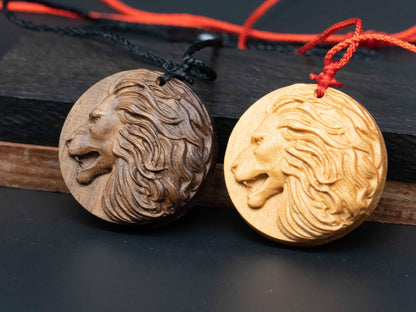 Lion head pendant,wood carving,Lion head relief,Lion head necklace,carve wooden pendant,carve pendant,carve wood,black walnut,cherry wood