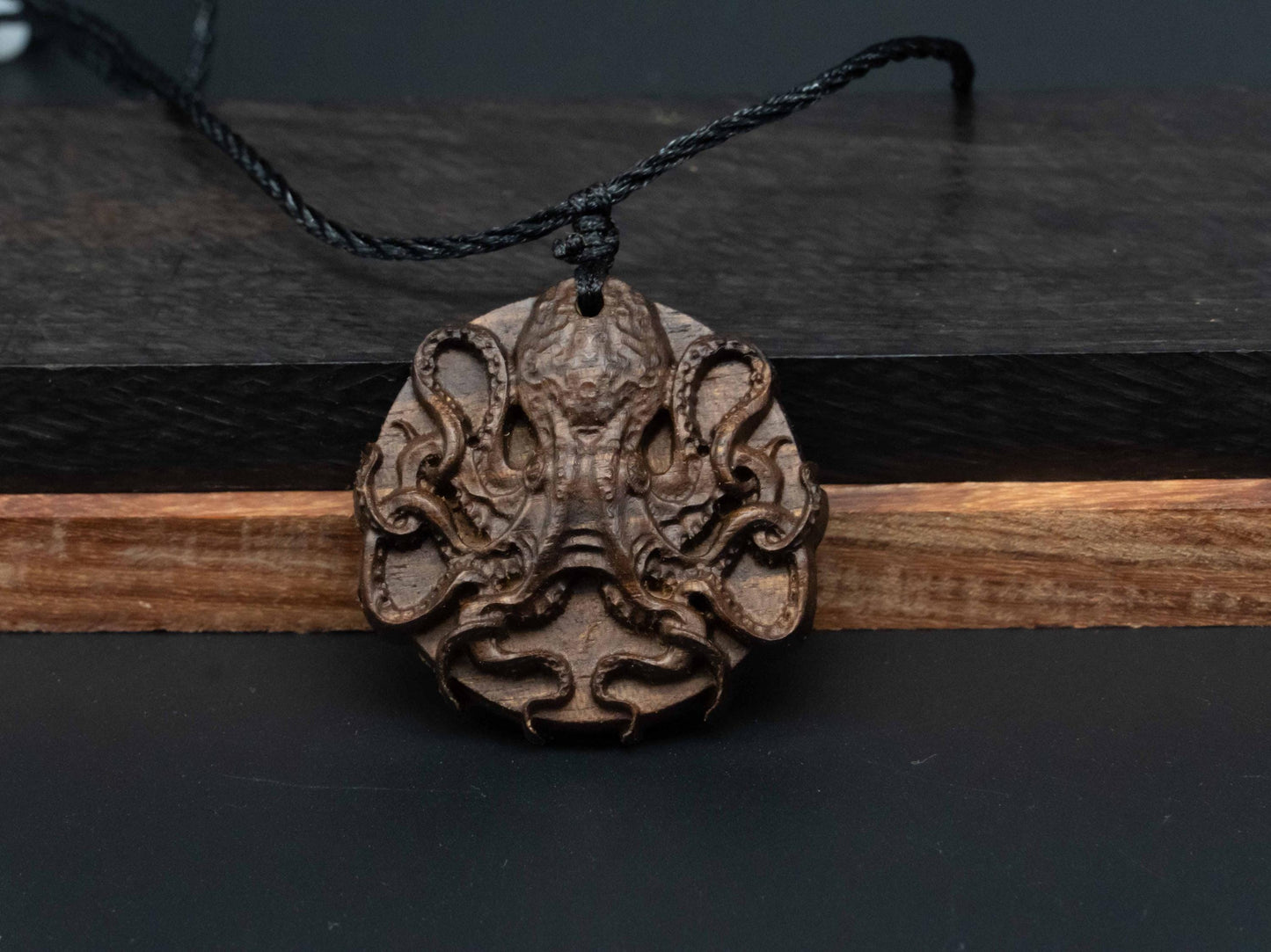 Octopus Necklace, wood octopus pendant,Wooden Pendant in Black Walnut and Cherry Wood, Unique Octopus Gifts, Perfect for Him or Her