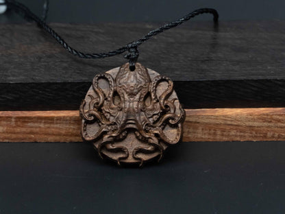 Octopus Necklace, wood octopus pendant,Wooden Pendant in Black Walnut and Cherry Wood, Unique Octopus Gifts, Perfect for Him or Her