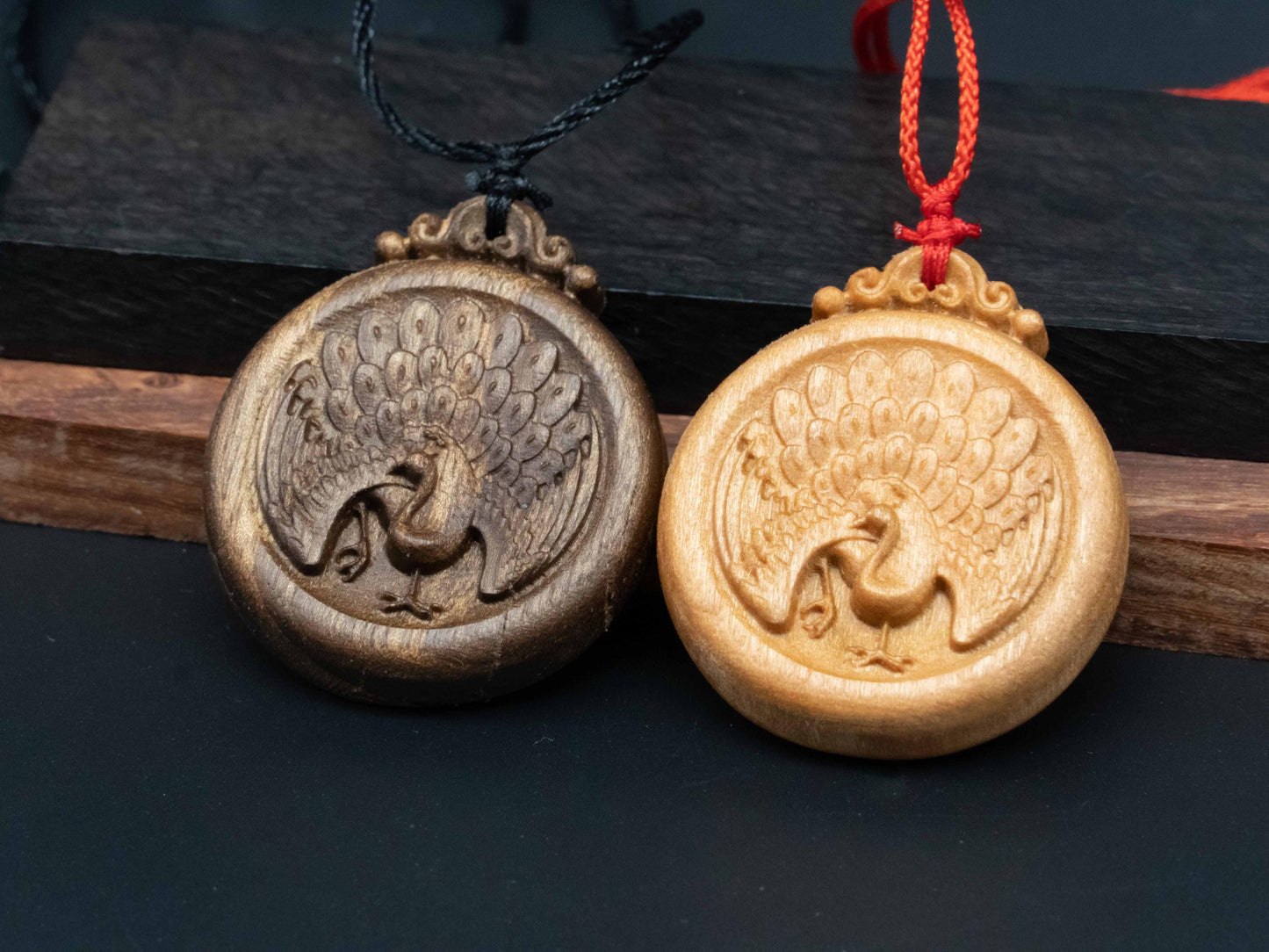 Peacock Pendant Necklace,wood carving,wooden pendant, Black Walnut wood , Carved Wooden Jewelry,Gift for Wife, Daughter, Nature Inspired