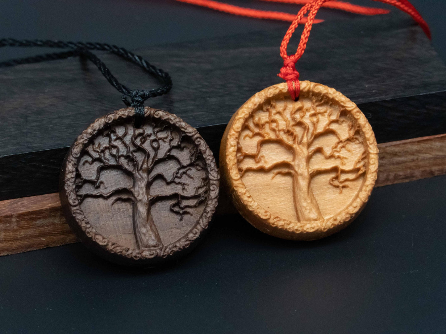 Tree of Life Necklace , Wooden Pendant in Black Walnut or Cherry Wood ,Symbolic Jewelry Gift for Nature Lovers & Meaningful Connections