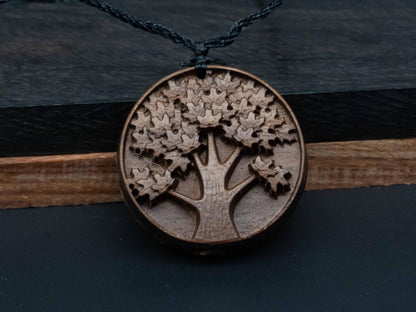 Tree of Life Necklace ,Intricate Wood Carving in Black Walnut or Cherry,Meaningful Jewelry Gift for Nature Lovers & Personal Growth