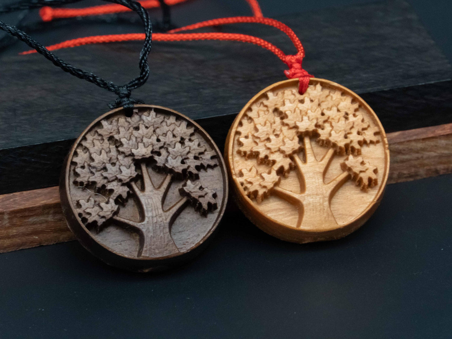 Tree of Life Necklace ,Intricate Wood Carving in Black Walnut or Cherry,Meaningful Jewelry Gift for Nature Lovers & Personal Growth