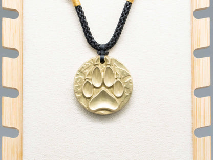 Vintage Brass Wolf Track Necklace - Animal Footprint Pendant Jewelry | Nature-Inspired Brass Pendant | Wolf Necklace for Wildlife Lovers