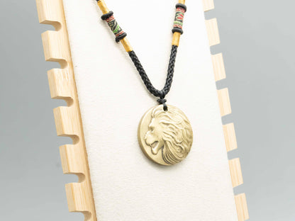 Vintage Brass Lion Head Pendant Necklace – Bold Animal Jewelry for Him | Majestic Brass Relief Necklace | Perfect Gift for Strength & Style