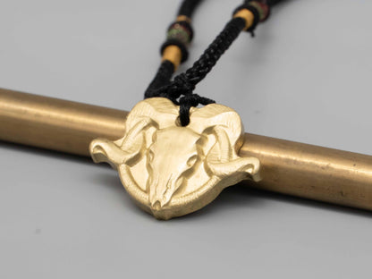 Vintage Brass Goat Skull Necklace – Intricately Carved Pendant for Men & Women | Unique Brass Jewelry | Perfect Gift for Any Occasion