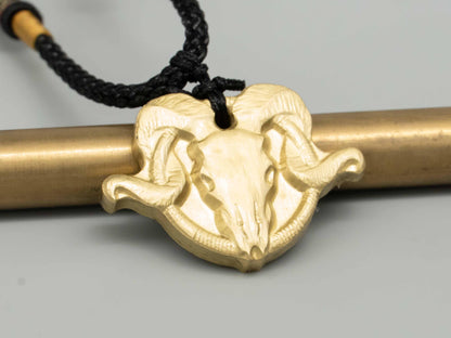 Vintage Brass Goat Skull Necklace – Intricately Carved Pendant for Men & Women | Unique Brass Jewelry | Perfect Gift for Any Occasion