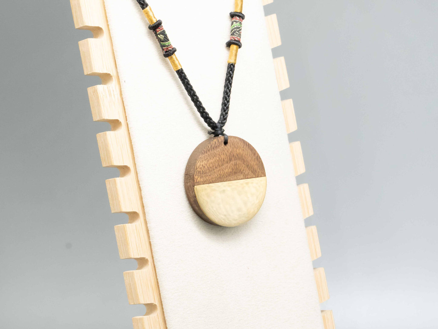 Minimalist Necklace,Modern Minimalist Necklace,geometry necklace,Geometric Jewelry, Modern Design,Brass Inlaid Black Walnut Wood Pendant