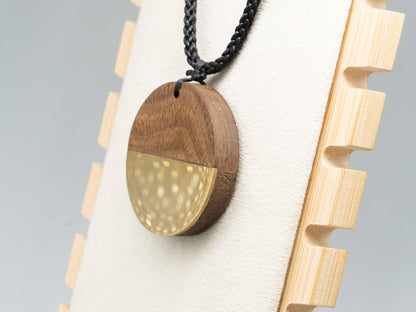 Minimalist Necklace,Modern Minimalist Necklace,geometry necklace,Geometric Jewelry, Modern Design,Brass Inlaid Black Walnut Wood Pendant