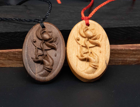 Hand pendant,Buddhism pendant,Lotus wood pendant,engraved necklace,carve lotus pendant,wood necklace, symbolizes rebirth and purity