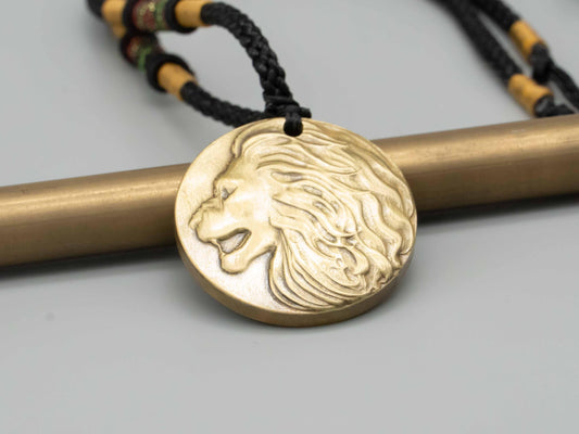 Vintage Brass Lion Head Pendant Necklace – Bold Animal Jewelry for Him | Majestic Brass Relief Necklace | Perfect Gift for Strength & Style