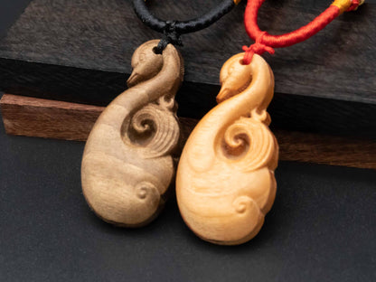 Wooden Swan Pendant Necklace ,wood carving,Black Walnut , Cherry Wood ,Unique Animal Jewelry,Gift for Her, Gift for Daughter, Nature Lovers