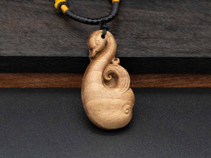 Wooden Swan Pendant Necklace ,wood carving,Black Walnut , Cherry Wood ,Unique Animal Jewelry,Gift for Her, Gift for Daughter, Nature Lovers