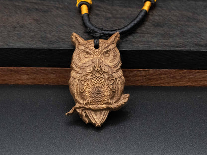 Owl Pendant Necklace,Owl Gift,Owl Charms, gift for her,wooden owl,owl relief,owl jewelry,gift for him,gift for daughter