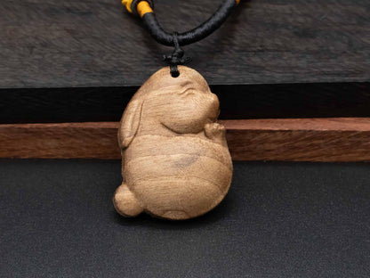 Wooden Rabbit Pendant Necklace,wooden pendant,wood carving,Animal Jewelry Gift,cute rabbit,gift for Her, gift for Daughter,cave pendant