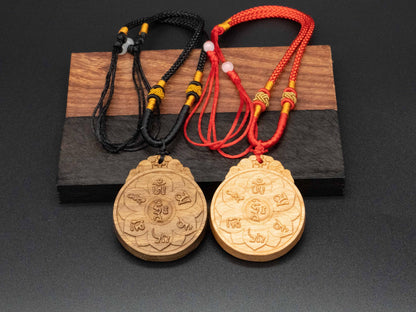 tibet buddhism,buddhism pendant,wooden pendant,wood carving,carve wooden pendant,Symbolizing reincarnation and the cycle of life