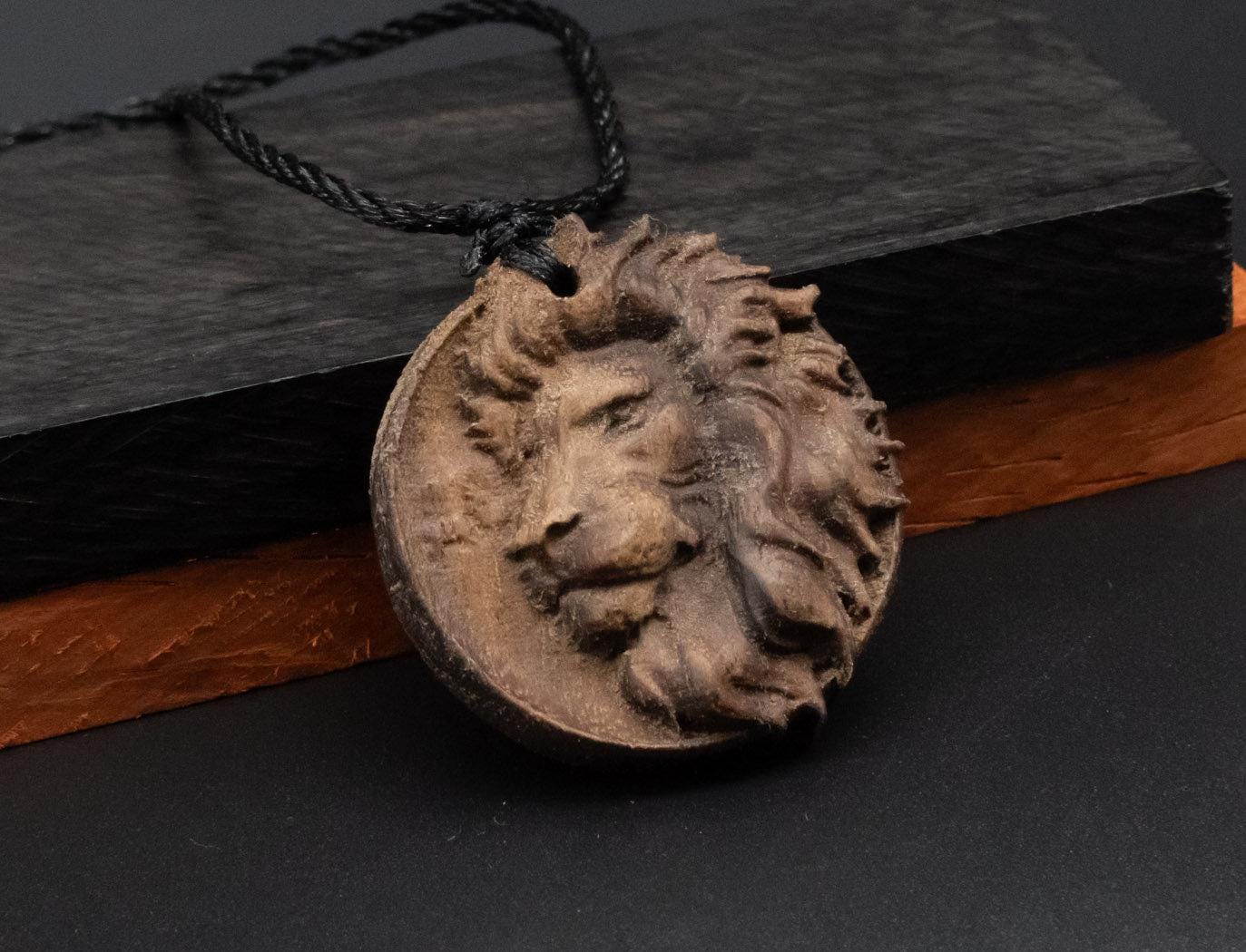 Lion head pendant,wood carving,Lion head relief,Lion head necklace,carve wooden pendant,carve pendant,carve wood