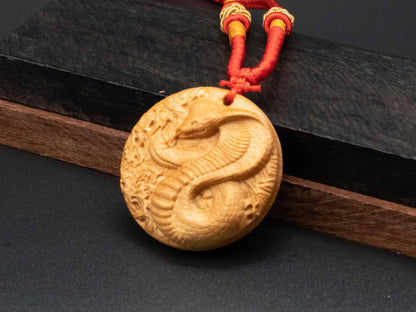 2025 Year of the Snake,King Cobra Wooden Pendant Necklace , Zodiac Gift,wood carving,animal jewlery gift,zodiac sign,carve wood,Zodiac Gift