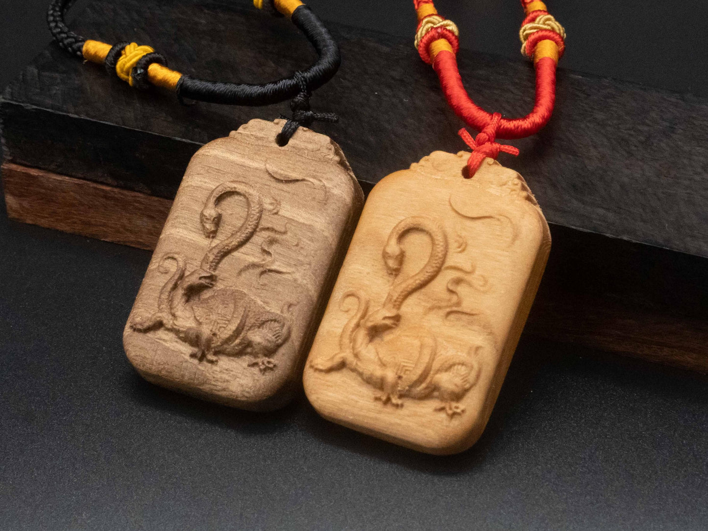 Wooden Snake and Turtle Pendants,wood carving,snake pendant,turtle pendant,animal jewelry gift,symbolizing longevity and rebirth