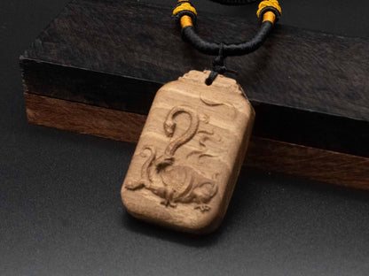 Wooden Snake and Turtle Pendants,wood carving,snake pendant,turtle pendant,animal jewelry gift,symbolizing longevity and rebirth