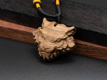 tiger head necklace,wood pendant,wood carving,engraved necklace,mens necklace,animal necklace,cherry wood tiger necklace,tiger monster