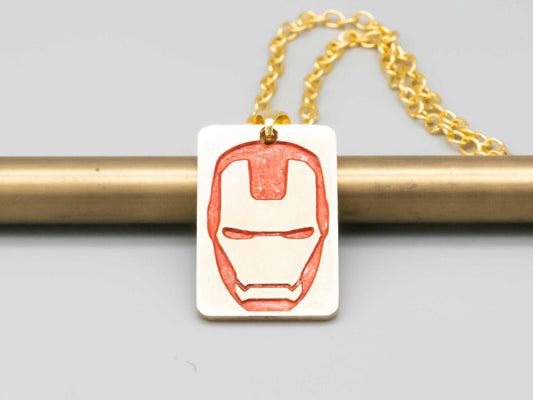 Solid brass necklace,iron man necklace,engraved pendant,brass pendant,spider pendant,engraved necklace,Engraved tag