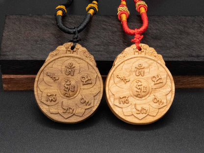 tibet buddhism,buddhism pendant,wooden pendant,wood carving,carve wooden pendant,Symbolizing reincarnation and the cycle of life